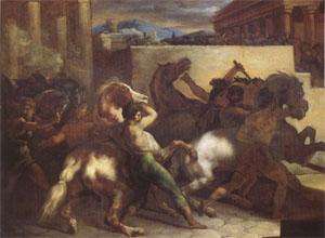 Theodore   Gericault Race of Wild Horses at Rome (mk05) China oil painting art